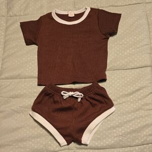 Brown Ribbed Baby Outfit